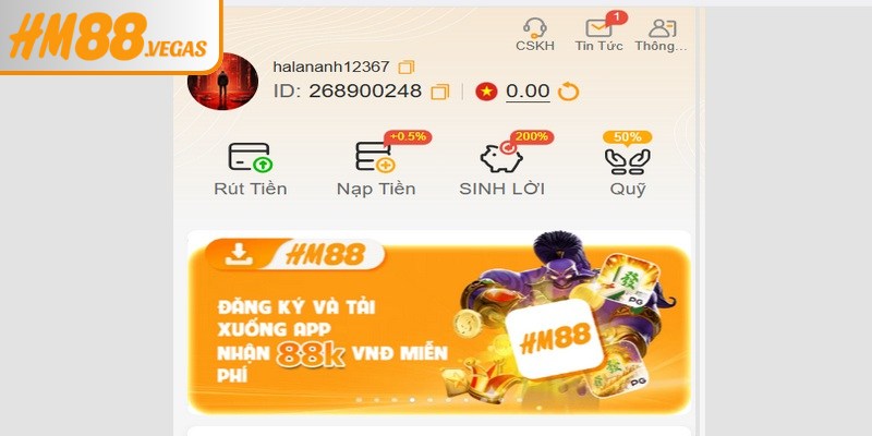 Để nạp tiền HM88 thành công tài khoản của bạn xác minh đầy đủ