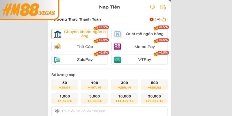 Hệ thống hỗ trợ thành viên nạp tiền với nhiều phương thức phổ biến